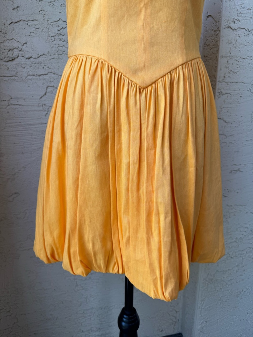 Gianni Bini Sedona Linen Mini Dress 6 Apricot Drop Waist Bubble Hem - Picture 8 of 13